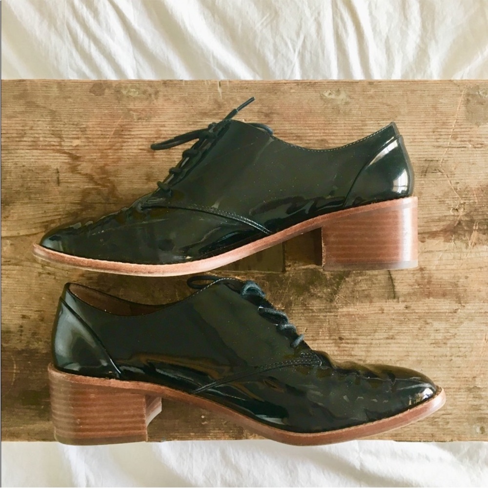 Louise et Cie Patent Leather Heeled Oxfords